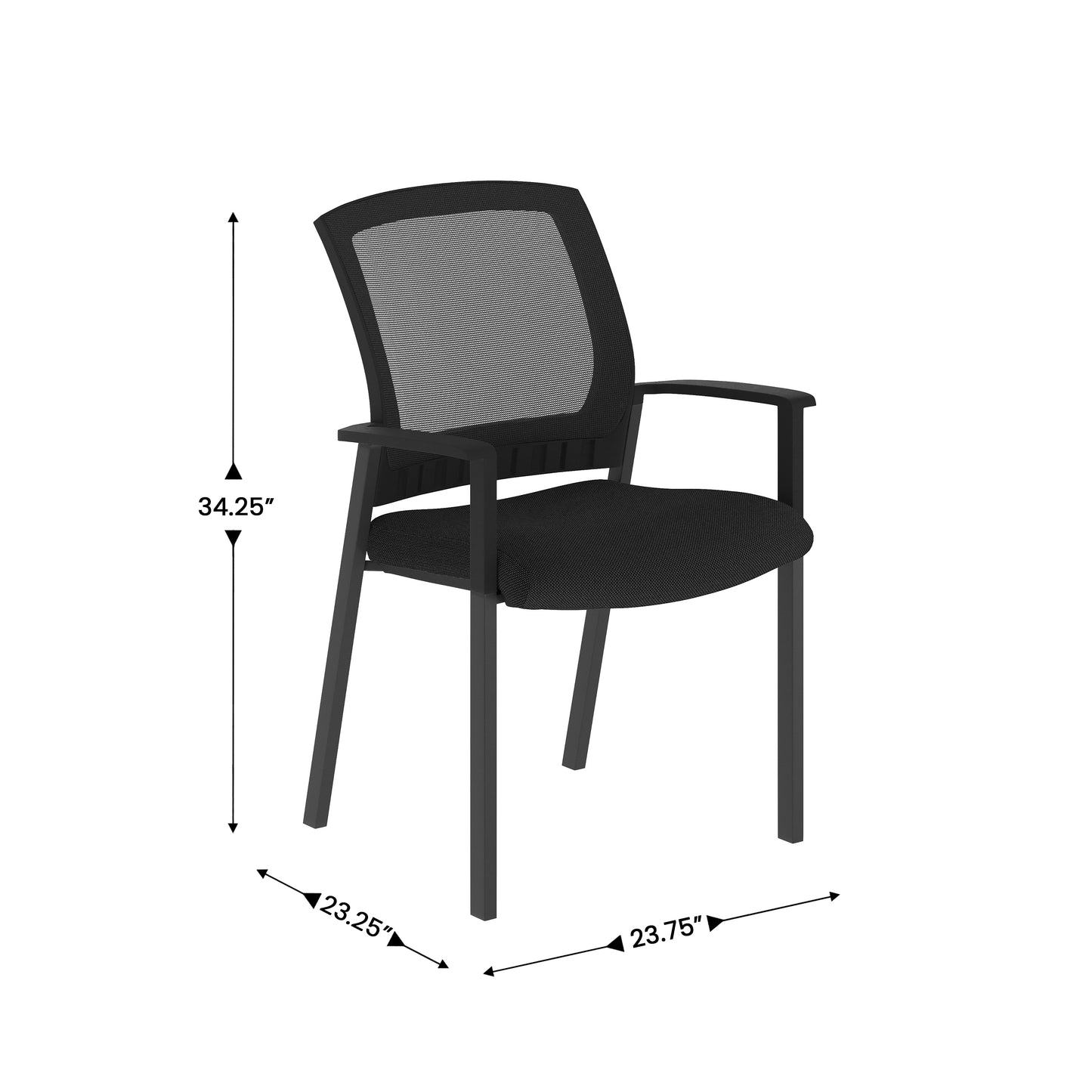 HERCULES Commercial Black Mesh Stackable Side Chair with Arms and Powder Coated Black Steel Frame Black