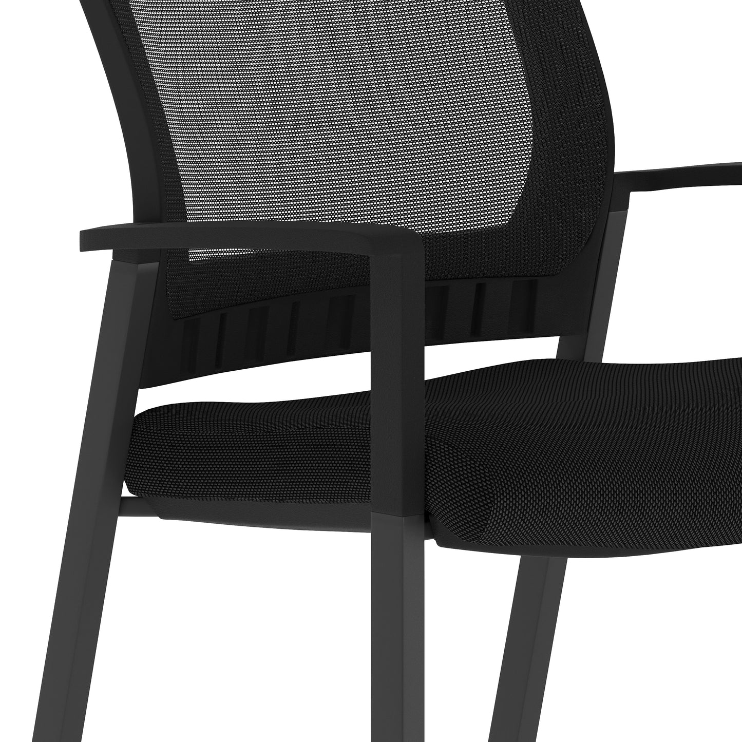 HERCULES Commercial Black Mesh Stackable Side Chair with Arms and Powder Coated Black Steel Frame Black