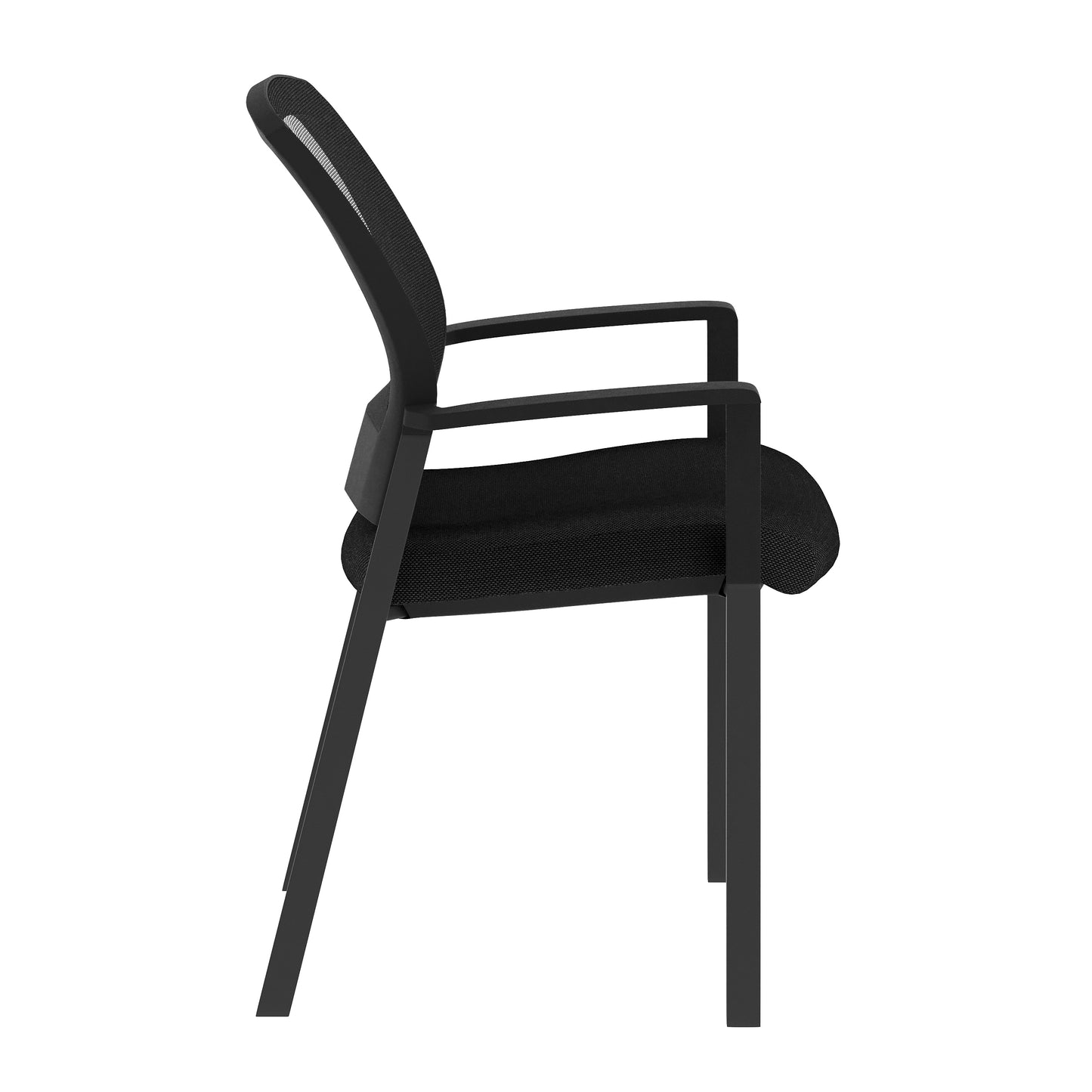 HERCULES Commercial Black Mesh Stackable Side Chair with Arms and Powder Coated Black Steel Frame Black