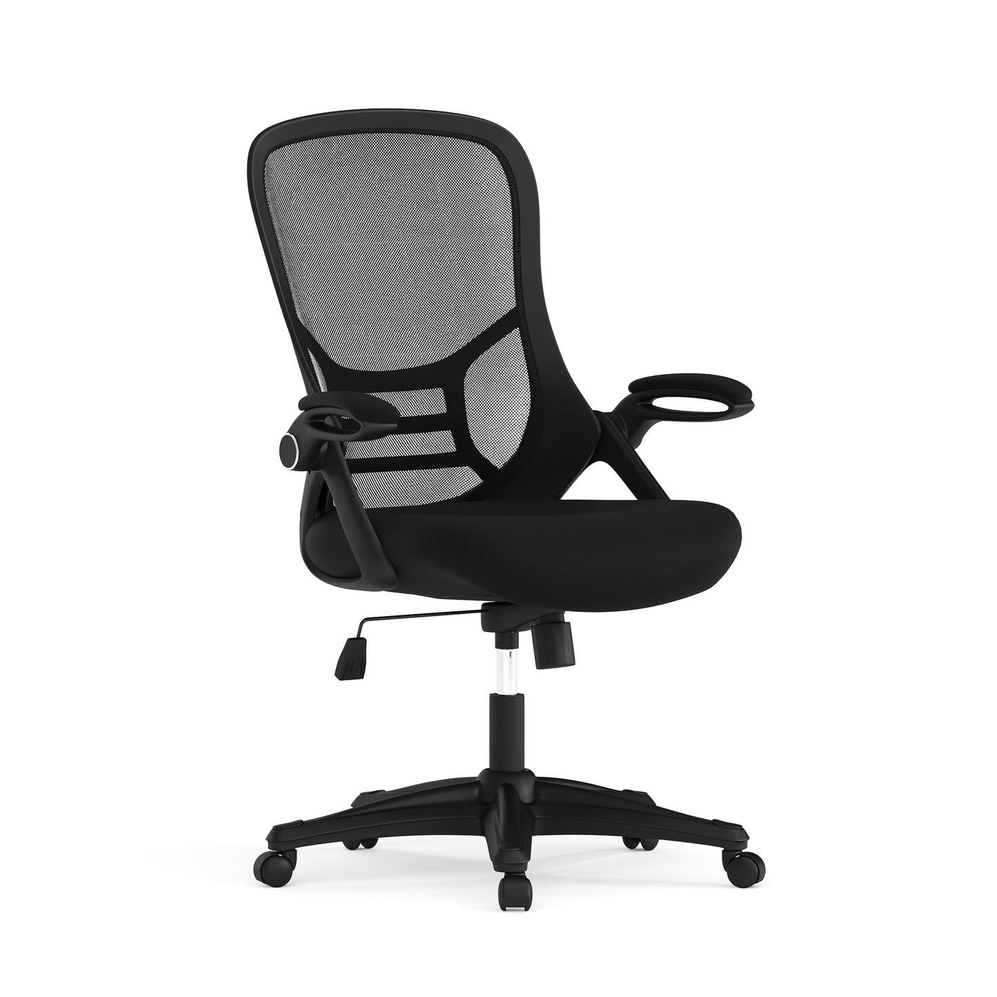Porter High Back Black Mesh Ergonomic Swivel Office Chair with Black Frame and Flip-up Arms Black