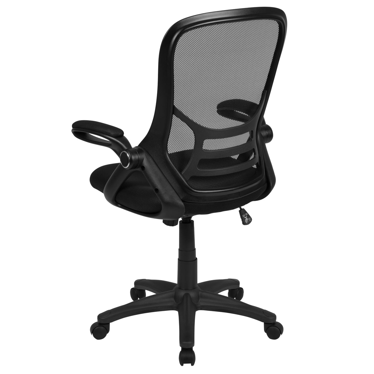 Porter High Back Black Mesh Ergonomic Swivel Office Chair with Black Frame and Flip-up Arms Black