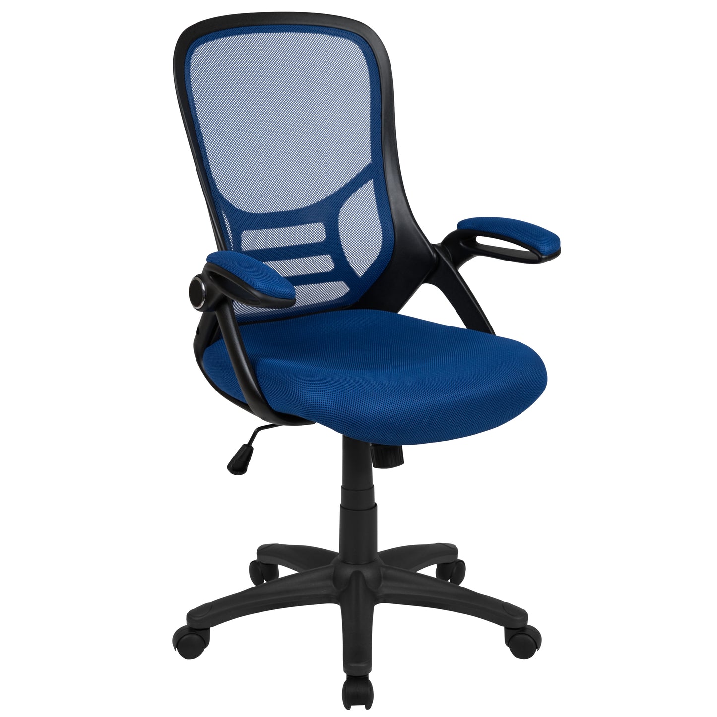 Porter High Back Blue Mesh Ergonomic Swivel Office Chair with Black Frame and Flip-up Arms Blue