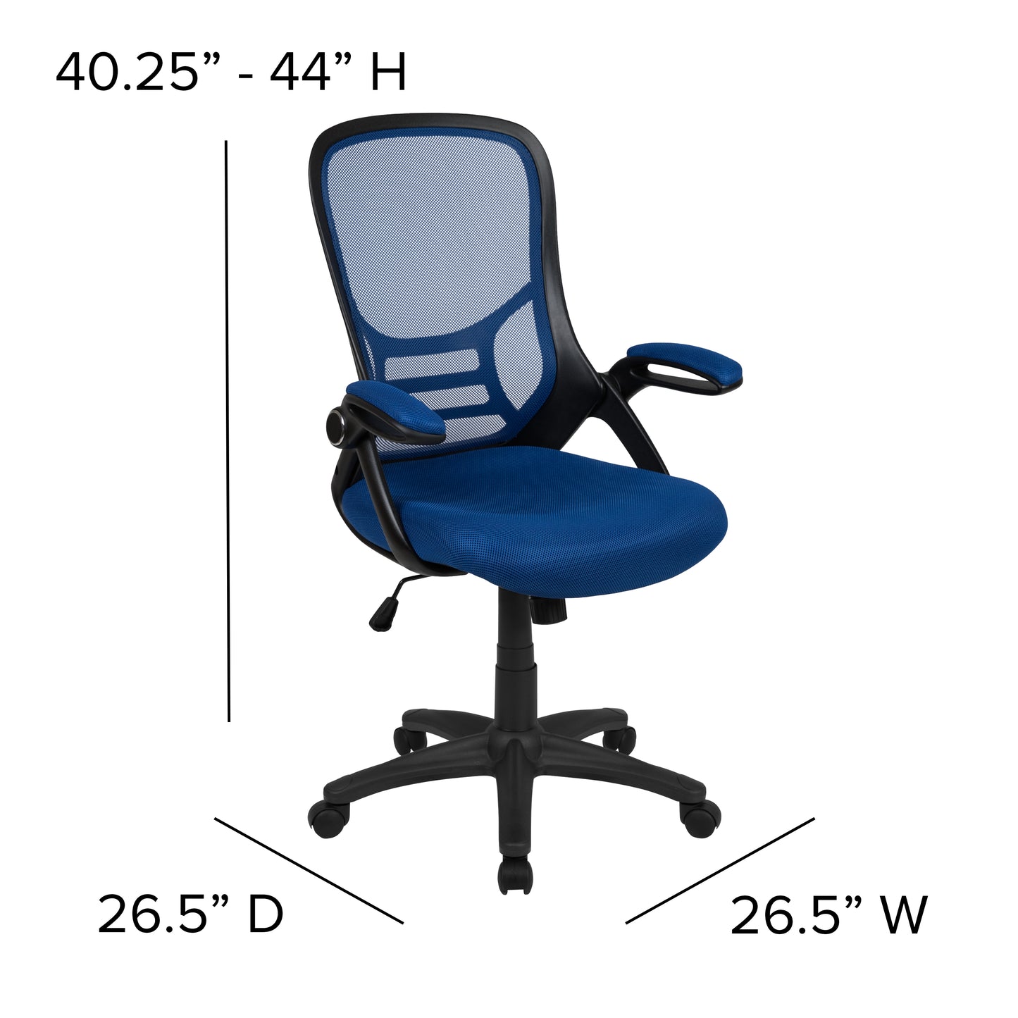 Porter High Back Blue Mesh Ergonomic Swivel Office Chair with Black Frame and Flip-up Arms Blue