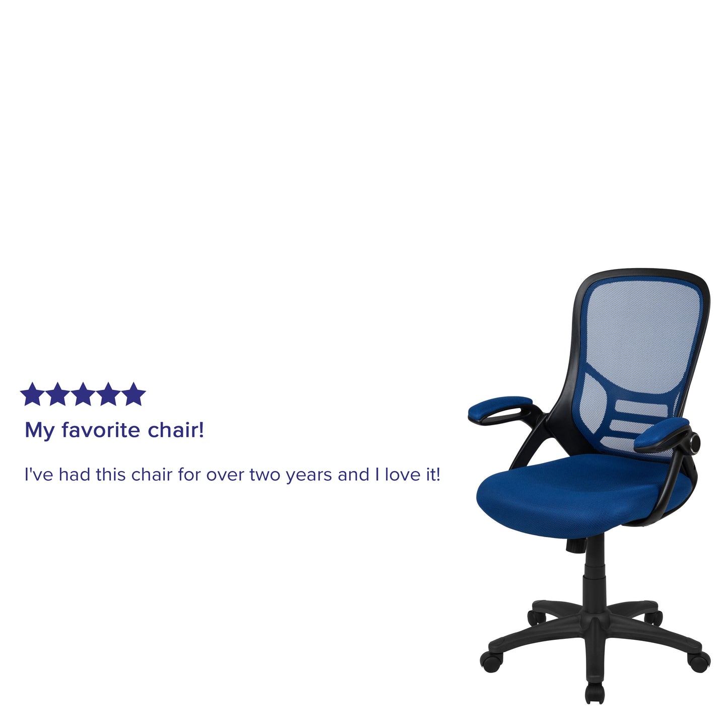 Porter High Back Blue Mesh Ergonomic Swivel Office Chair with Black Frame and Flip-up Arms Blue