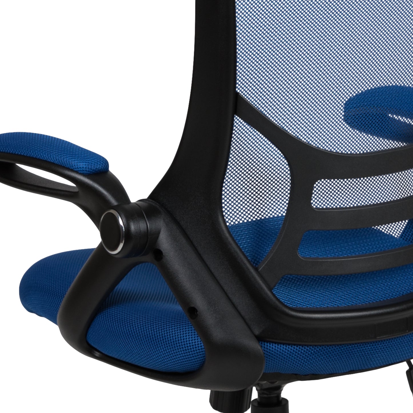 Porter High Back Blue Mesh Ergonomic Swivel Office Chair with Black Frame and Flip-up Arms Blue