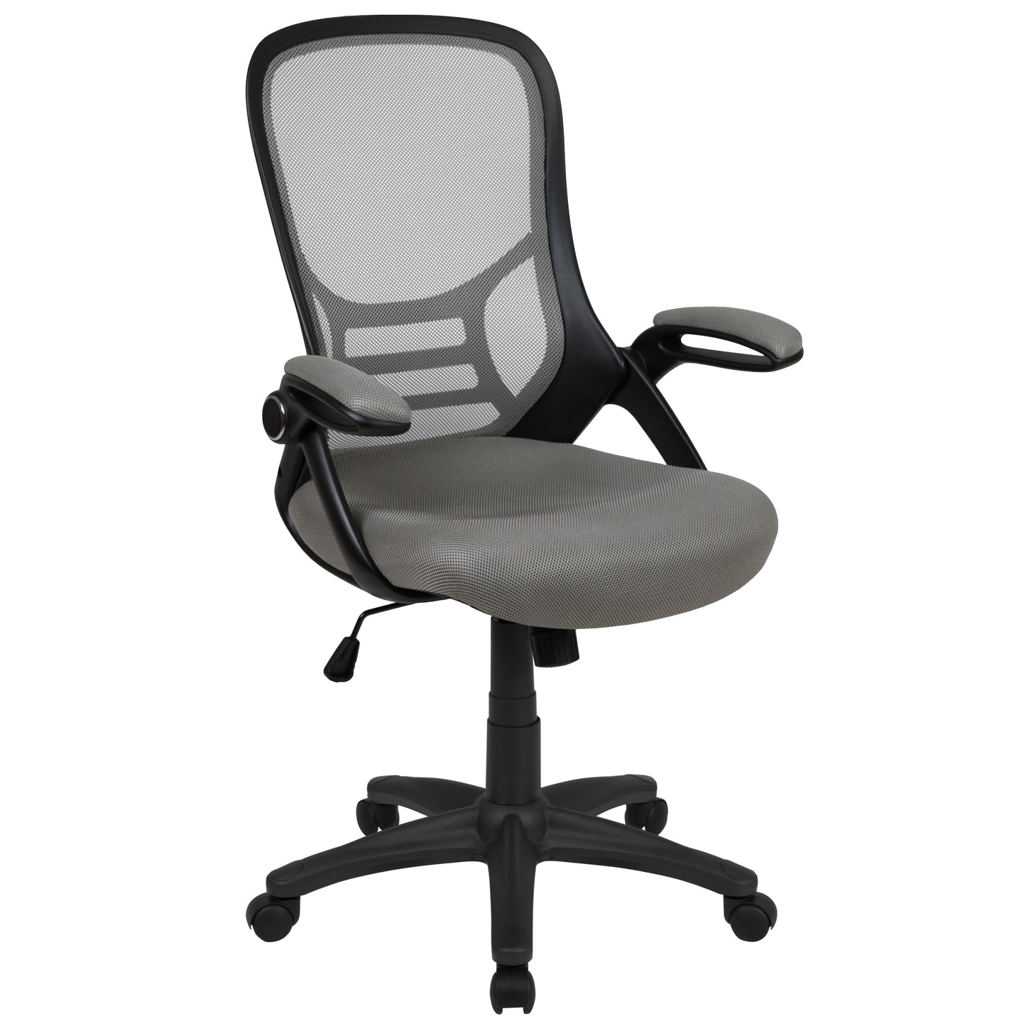 Porter High Back Light Gray Mesh Ergonomic Swivel Office Chair with Black Frame and Flip-up Arms Light Gray