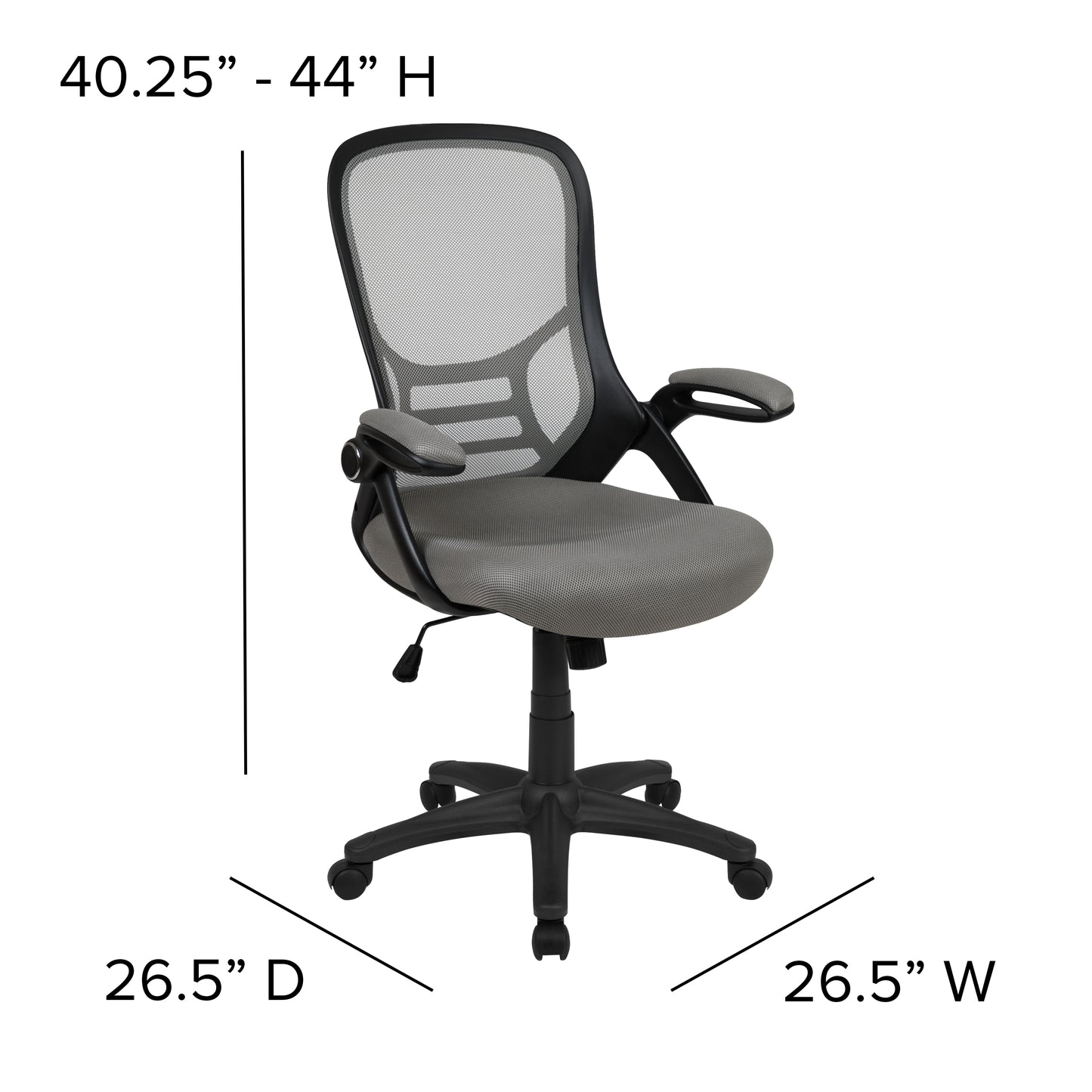 Porter High Back Light Gray Mesh Ergonomic Swivel Office Chair with Black Frame and Flip-up Arms Light Gray