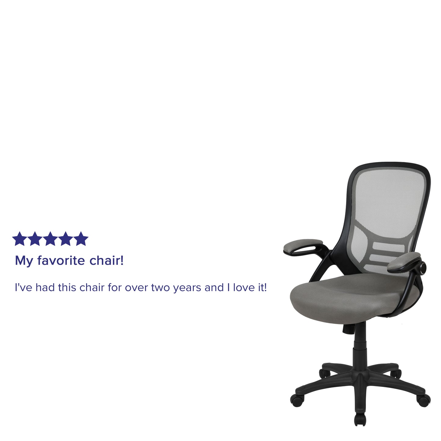 Porter High Back Light Gray Mesh Ergonomic Swivel Office Chair with Black Frame and Flip-up Arms Light Gray