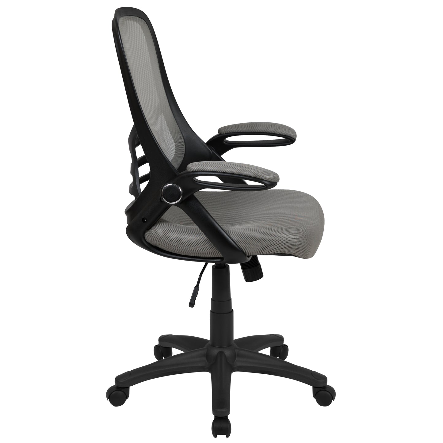 Porter High Back Light Gray Mesh Ergonomic Swivel Office Chair with Black Frame and Flip-up Arms Light Gray