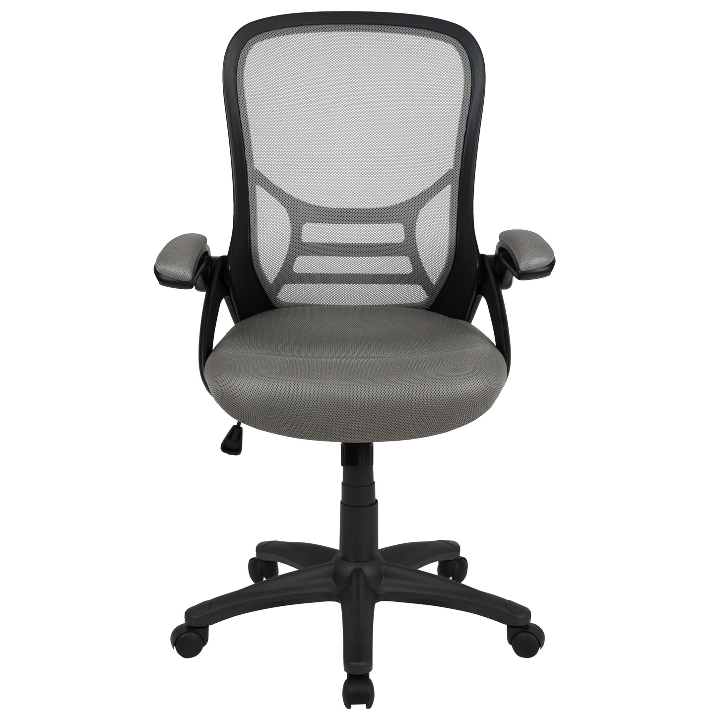 Porter High Back Light Gray Mesh Ergonomic Swivel Office Chair with Black Frame and Flip-up Arms Light Gray