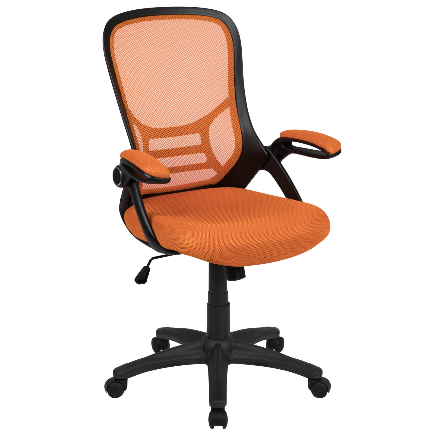 Porter High Back Orange Mesh Ergonomic Swivel Office Chair with Black Frame and Flip-up Arms Orange