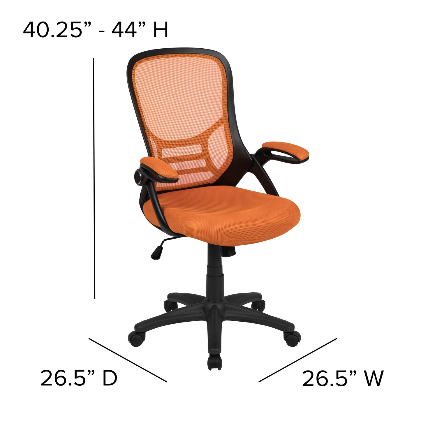 Porter High Back Orange Mesh Ergonomic Swivel Office Chair with Black Frame and Flip-up Arms Orange