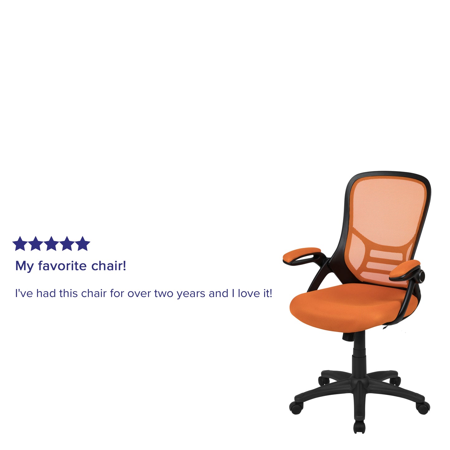 Porter High Back Orange Mesh Ergonomic Swivel Office Chair with Black Frame and Flip-up Arms Orange