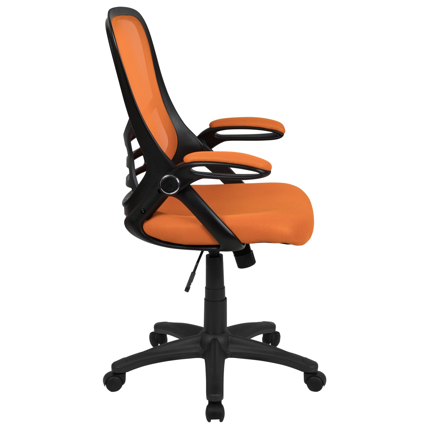 Porter High Back Orange Mesh Ergonomic Swivel Office Chair with Black Frame and Flip-up Arms Orange