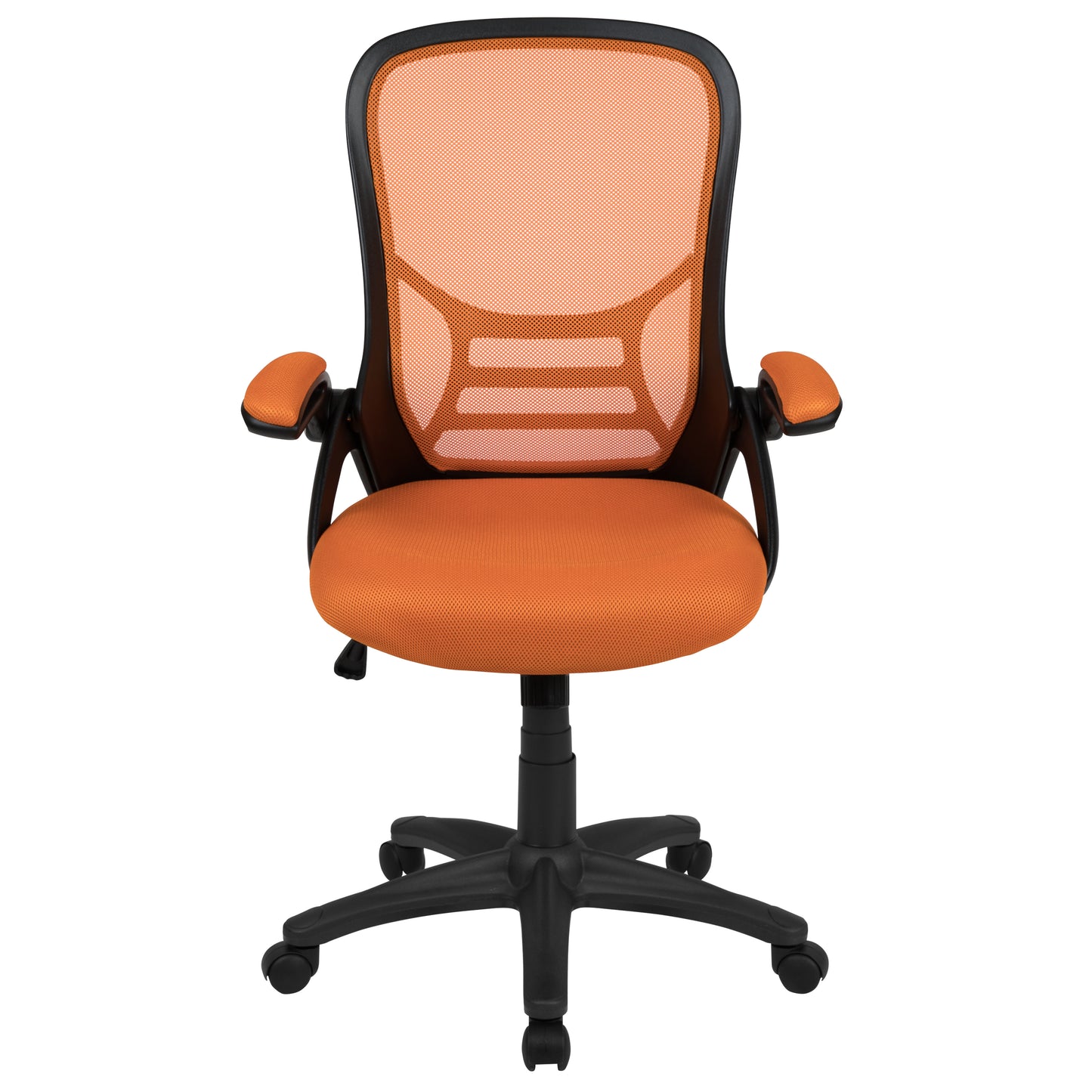 Porter High Back Orange Mesh Ergonomic Swivel Office Chair with Black Frame and Flip-up Arms Orange