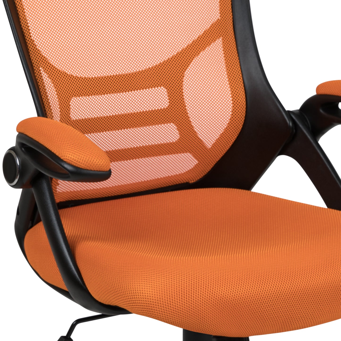 Porter High Back Orange Mesh Ergonomic Swivel Office Chair with Black Frame and Flip-up Arms Orange