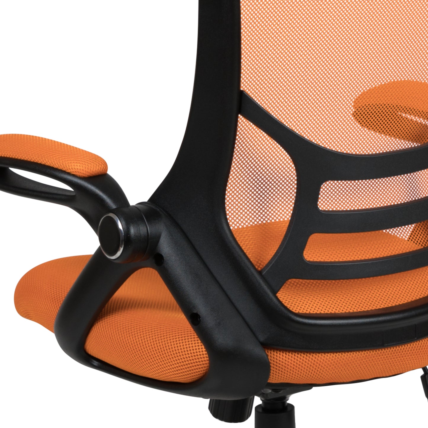Porter High Back Orange Mesh Ergonomic Swivel Office Chair with Black Frame and Flip-up Arms Orange