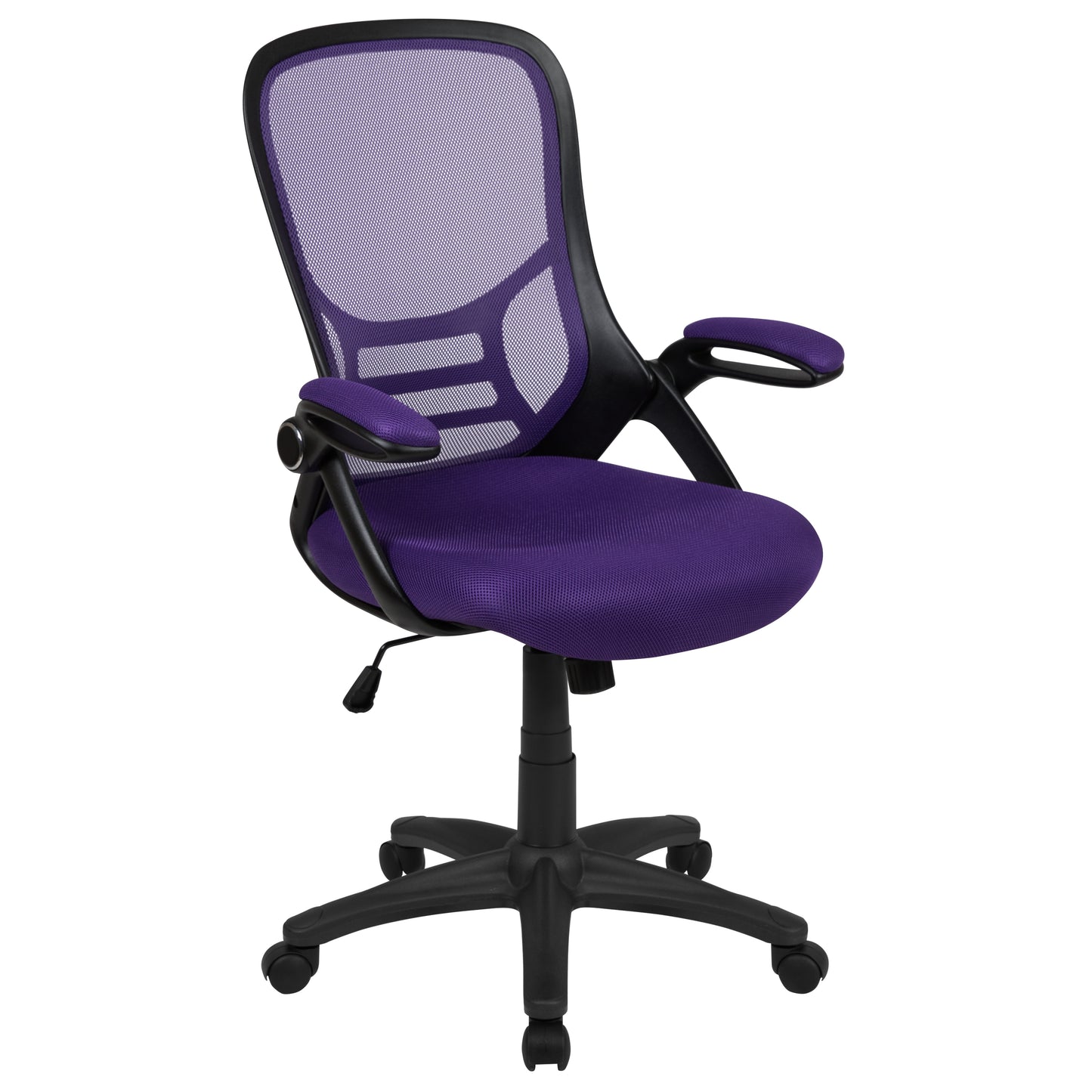 Porter High Back Purple Mesh Ergonomic Swivel Office Chair with Black Frame and Flip-up Arms Purple