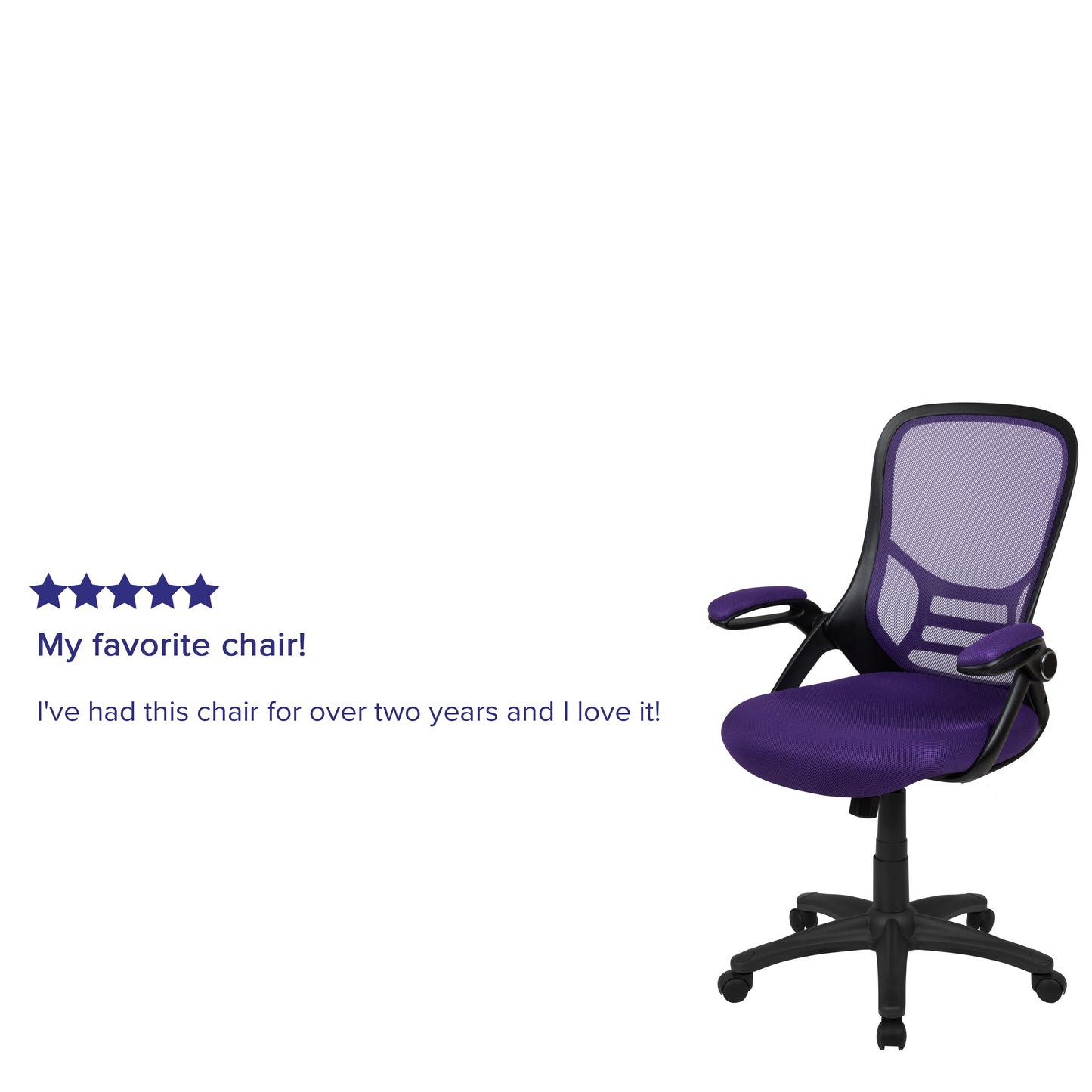 Porter High Back Purple Mesh Ergonomic Swivel Office Chair with Black Frame and Flip-up Arms Purple