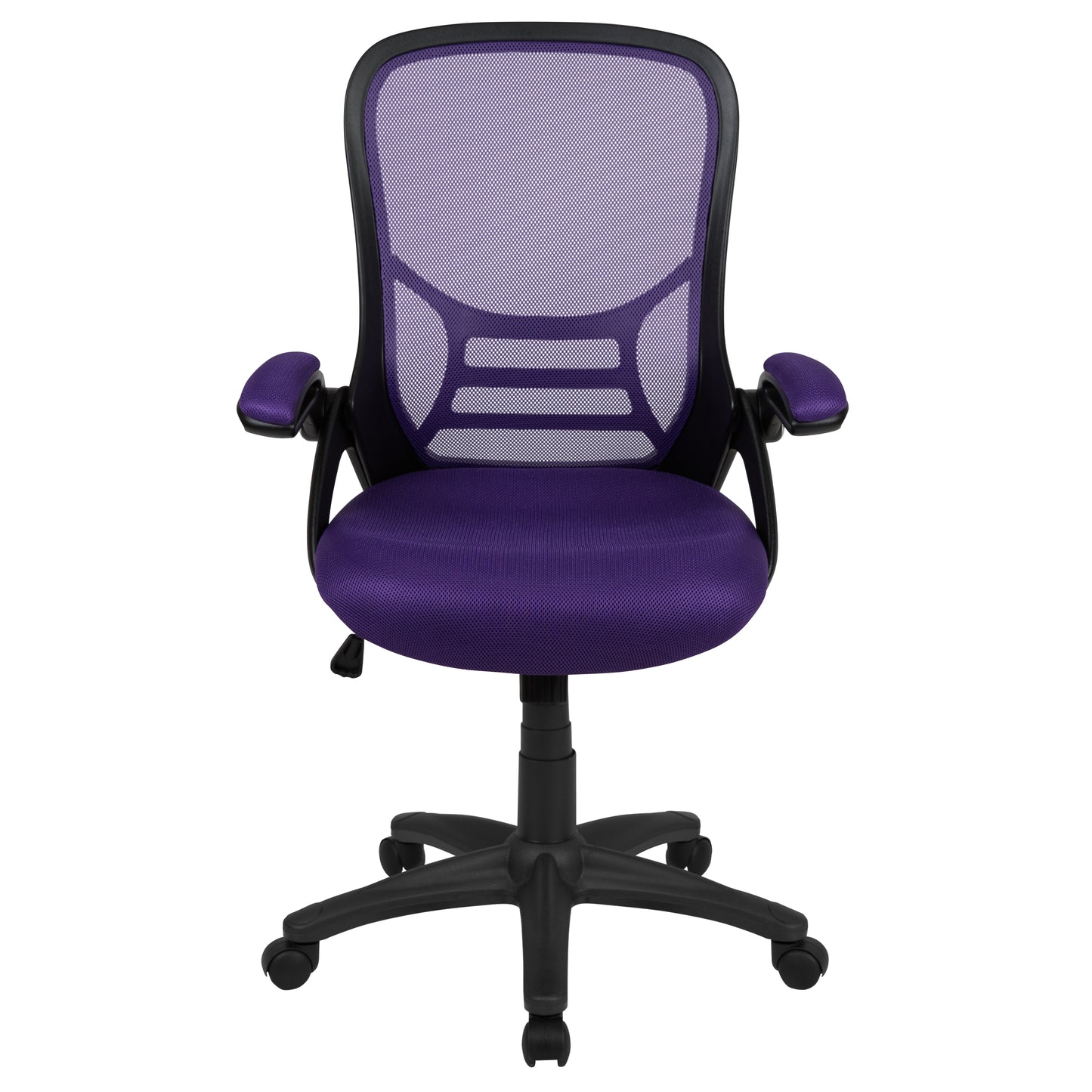 Porter High Back Purple Mesh Ergonomic Swivel Office Chair with Black Frame and Flip-up Arms Purple