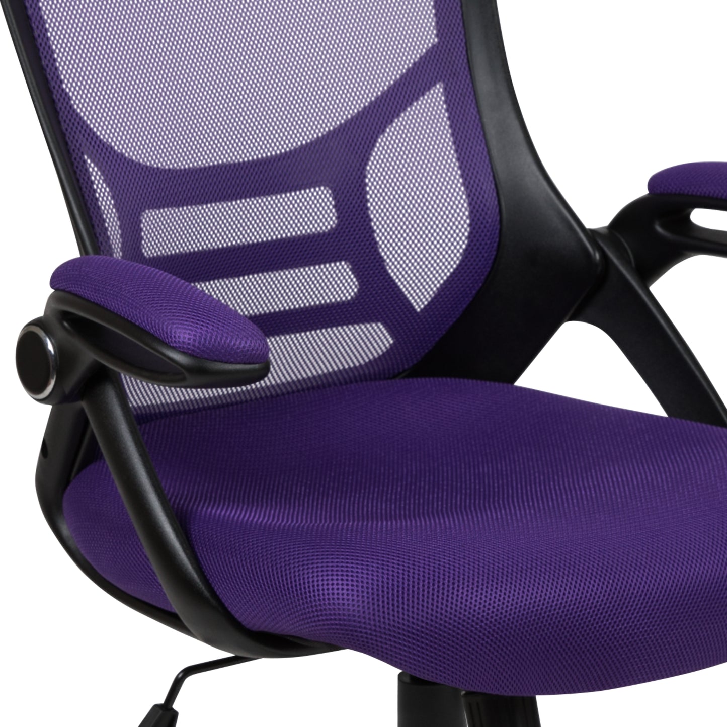 Porter High Back Purple Mesh Ergonomic Swivel Office Chair with Black Frame and Flip-up Arms Purple