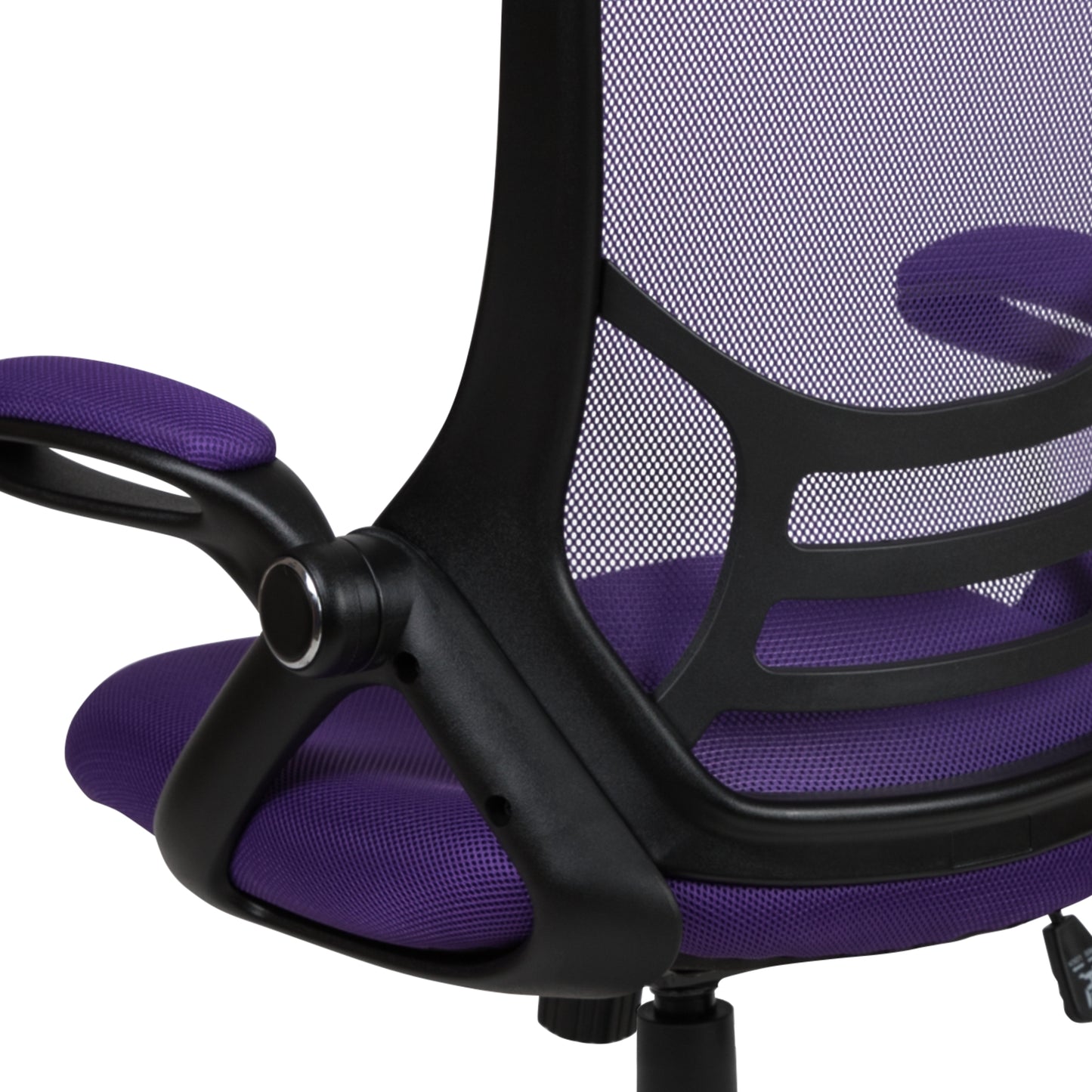 Porter High Back Purple Mesh Ergonomic Swivel Office Chair with Black Frame and Flip-up Arms Purple