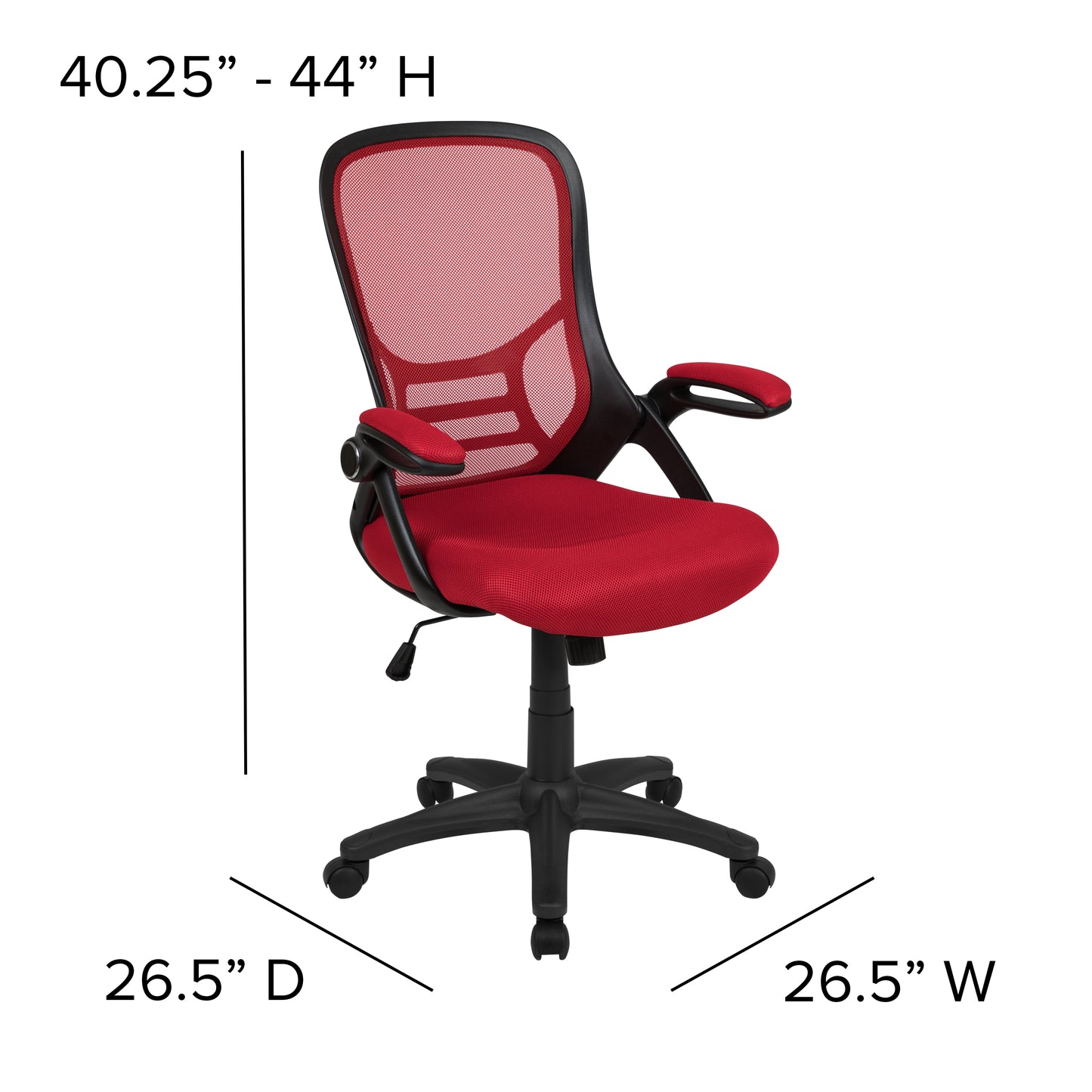 Porter High Back Red Mesh Ergonomic Swivel Office Chair with Black Frame and Flip-up Arms Red
