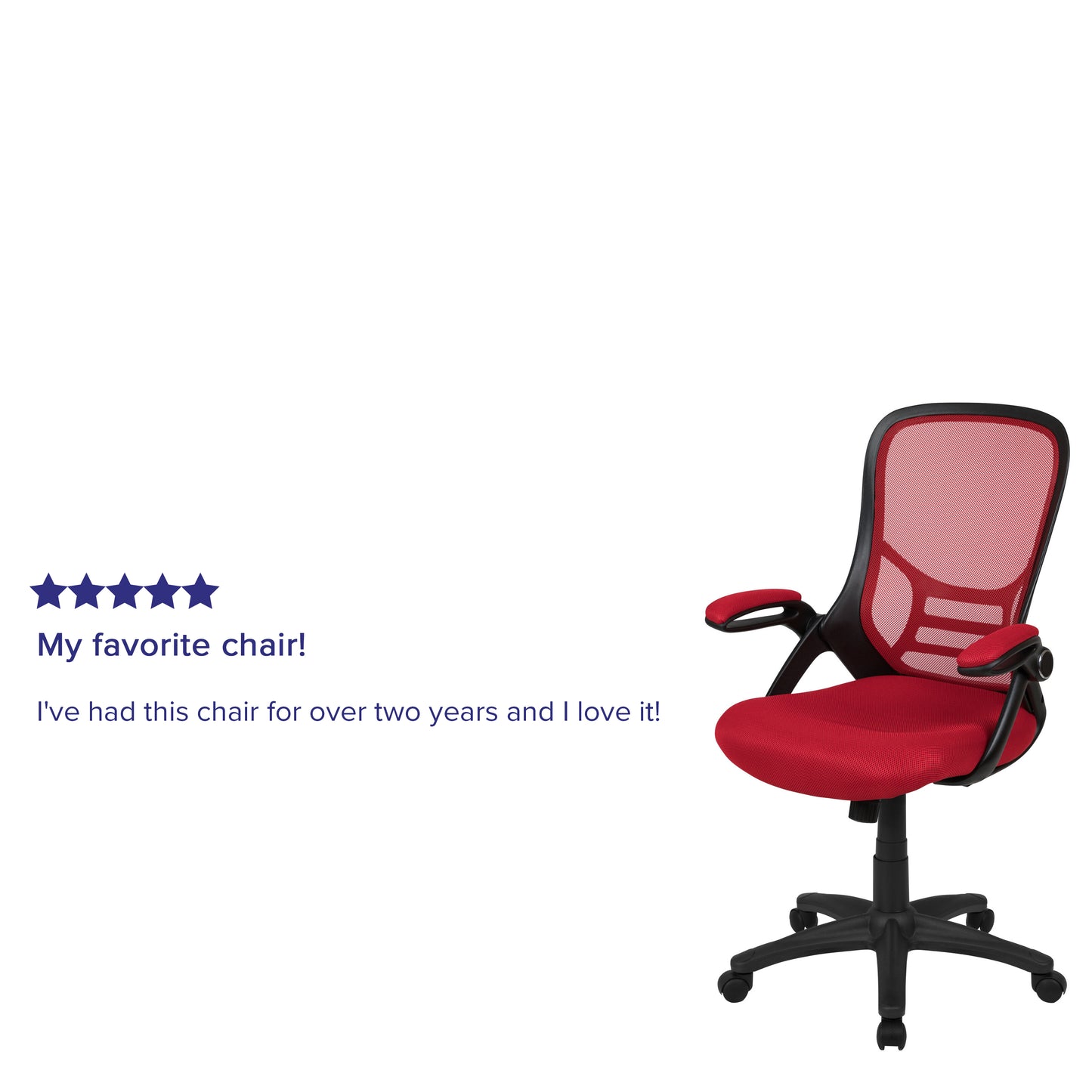 Porter High Back Red Mesh Ergonomic Swivel Office Chair with Black Frame and Flip-up Arms Red