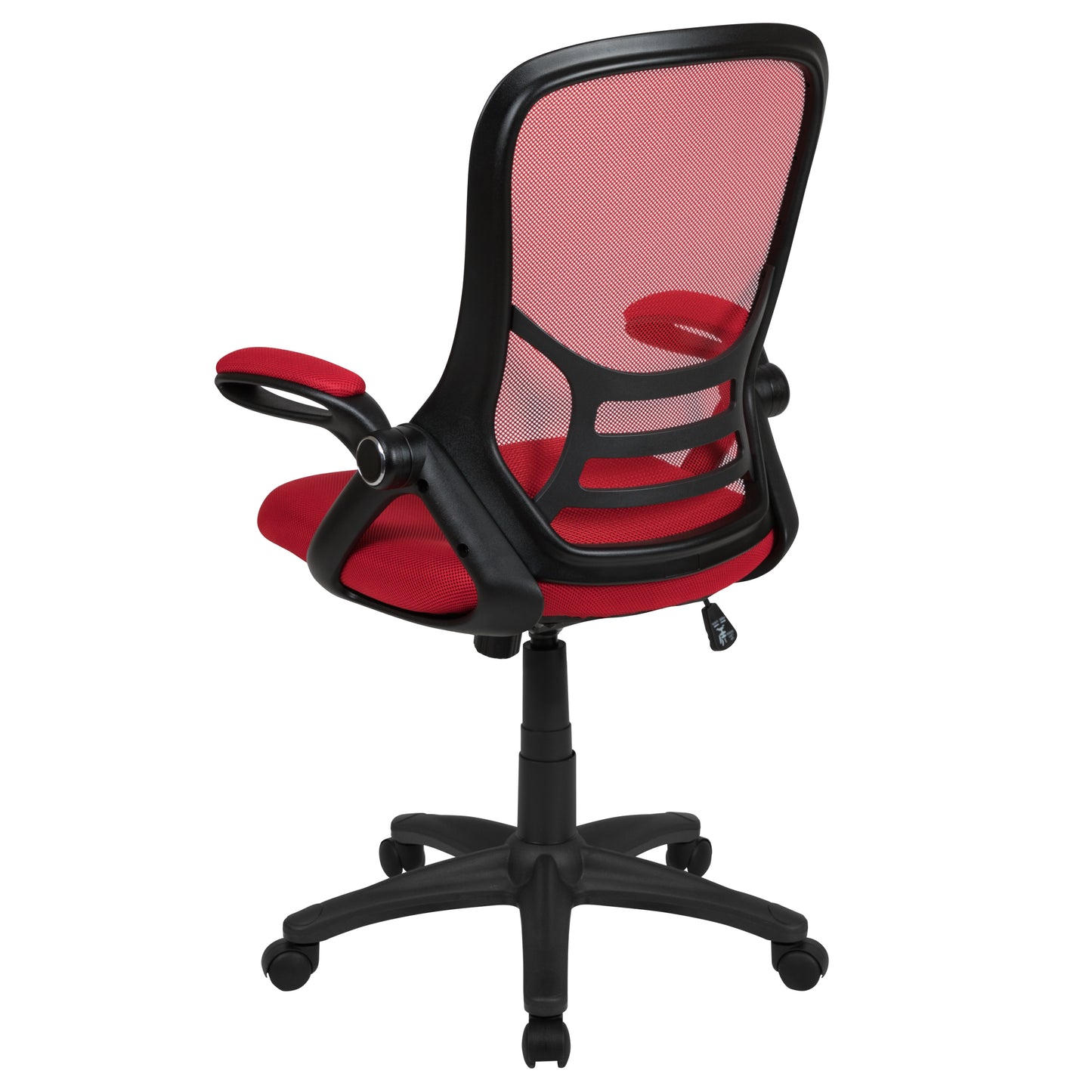Porter High Back Red Mesh Ergonomic Swivel Office Chair with Black Frame and Flip-up Arms Red
