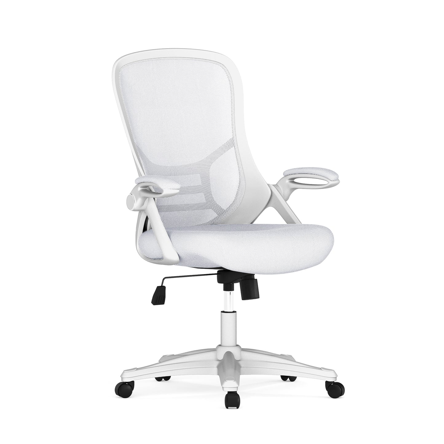 Porter High Back White Mesh Ergonomic Swivel Office Chair with White Frame and Flip-up Arms White