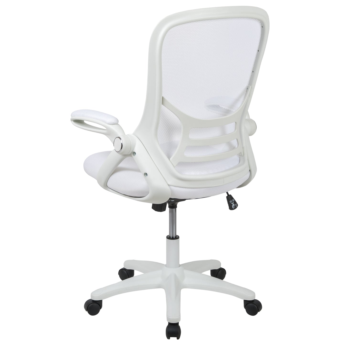 Porter High Back White Mesh Ergonomic Swivel Office Chair with White Frame and Flip-up Arms White