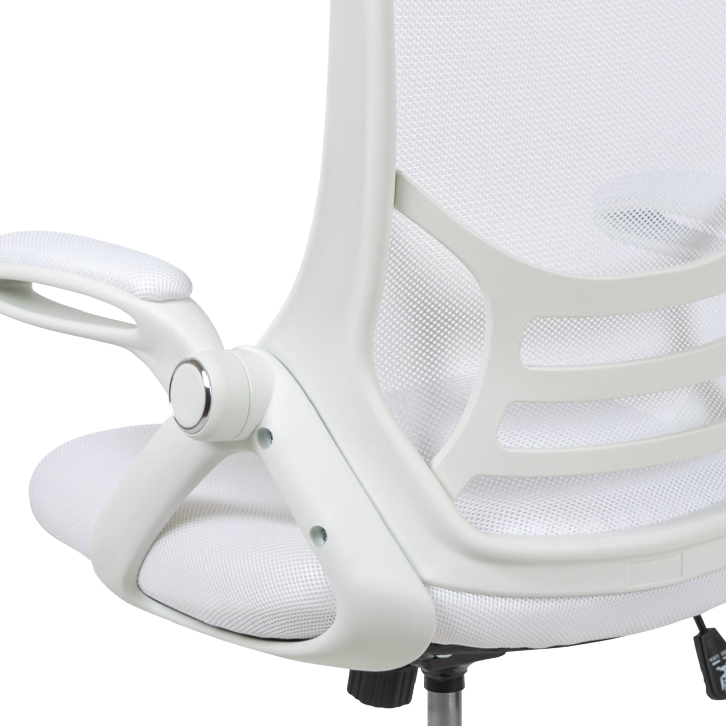 Porter High Back White Mesh Ergonomic Swivel Office Chair with White Frame and Flip-up Arms White