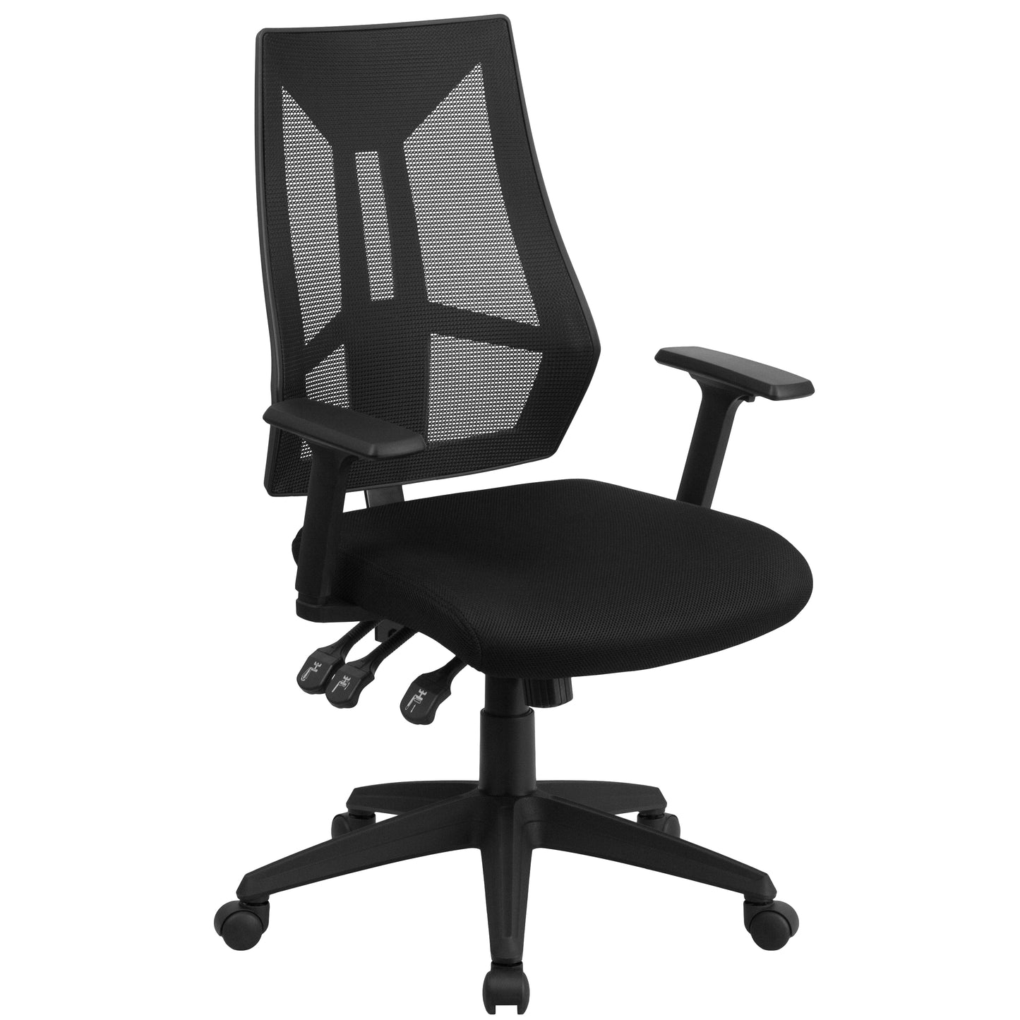 Ivan High Back Black Mesh Multifunction Swivel Ergonomic Task Office Chair with Adjustable Arms Black
