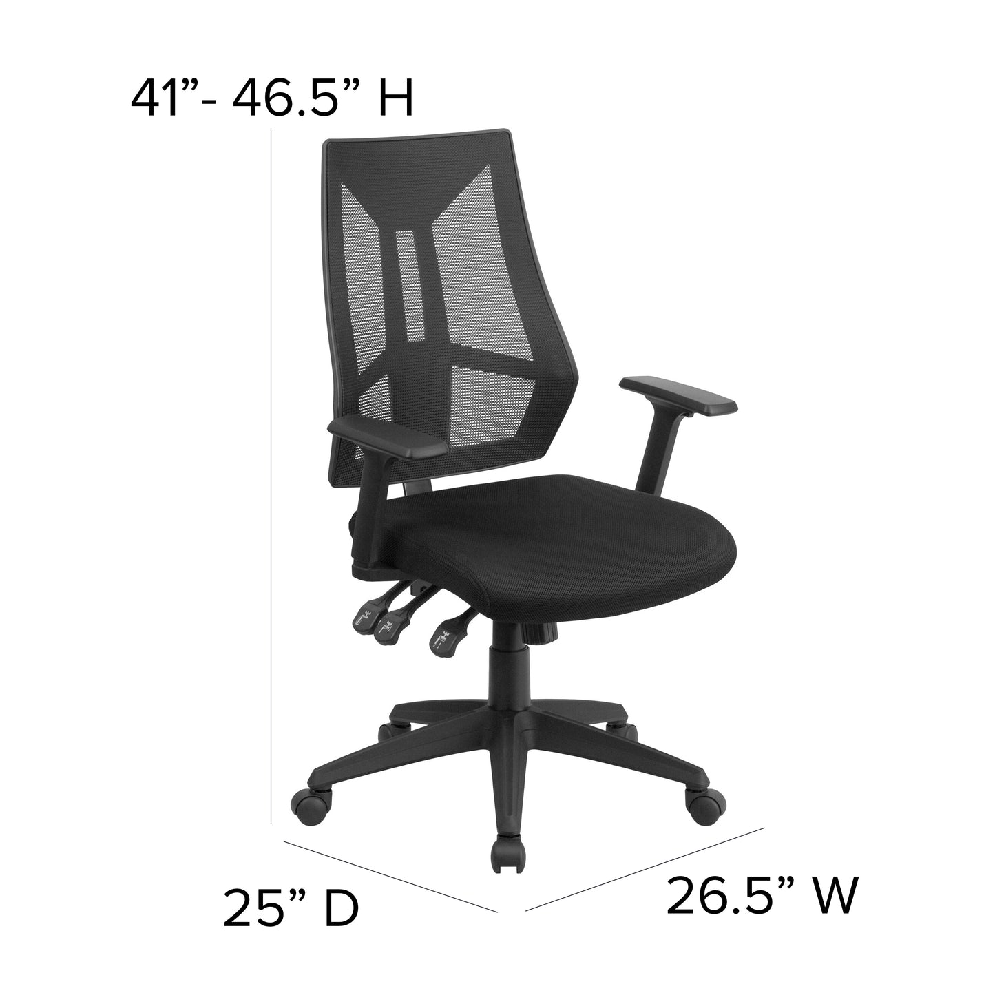 Ivan High Back Black Mesh Multifunction Swivel Ergonomic Task Office Chair with Adjustable Arms Black