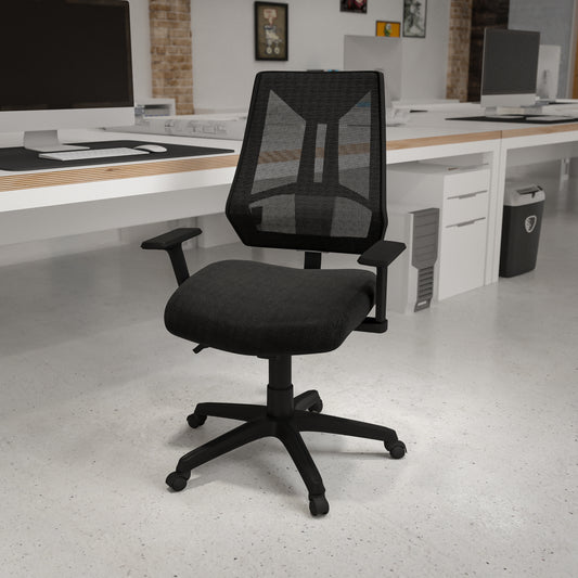 Ivan High Back Black Mesh Multifunction Swivel Ergonomic Task Office Chair with Adjustable Arms Black HL-0017-GG