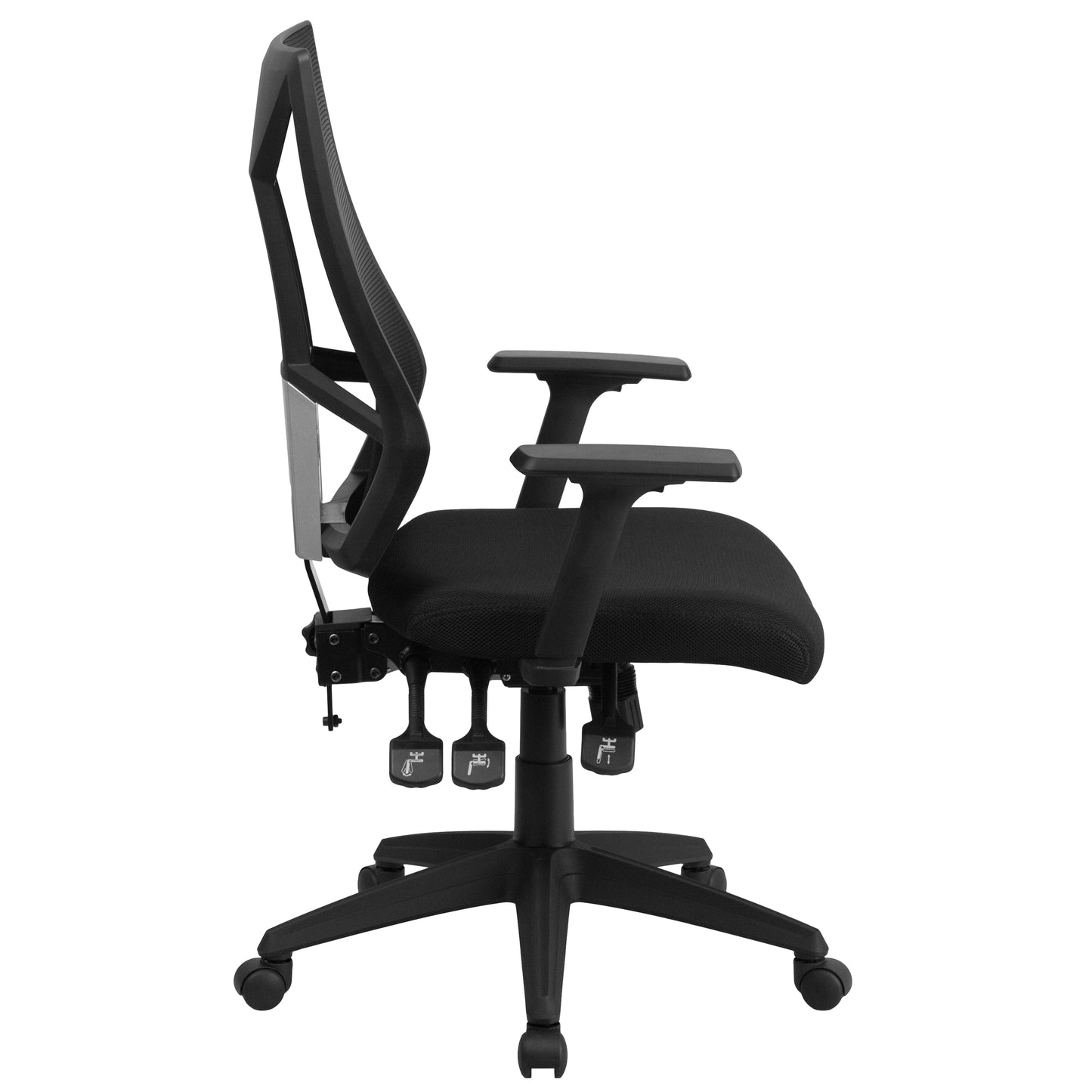 Ivan High Back Black Mesh Multifunction Swivel Ergonomic Task Office Chair with Adjustable Arms Black