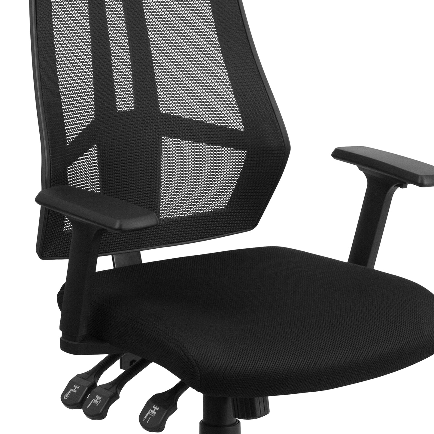 Ivan High Back Black Mesh Multifunction Swivel Ergonomic Task Office Chair with Adjustable Arms Black