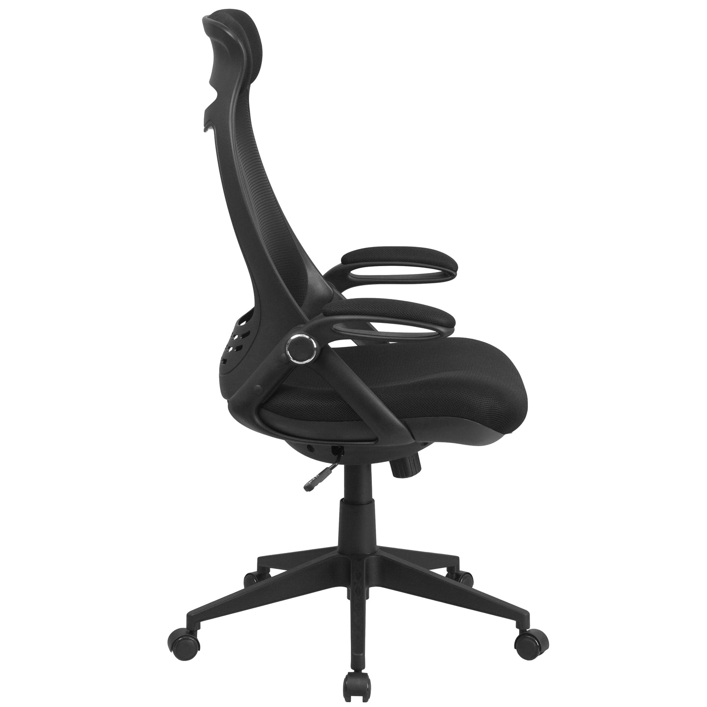 Ivan High Back Black Mesh Executive Swivel Office Chair with Flip-Up Arms Black Mesh