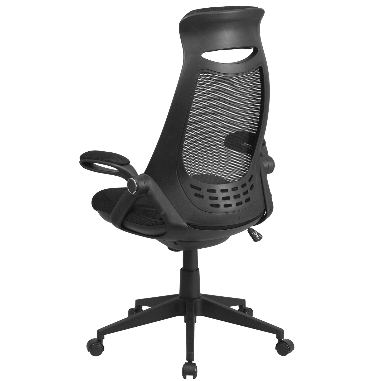 Ivan High Back Black Mesh Executive Swivel Office Chair with Flip-Up Arms Black Mesh