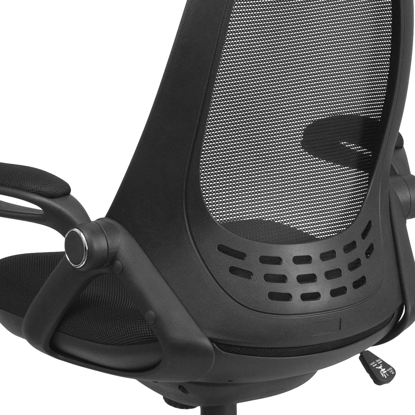 Ivan High Back Black Mesh Executive Swivel Office Chair with Flip-Up Arms Black Mesh