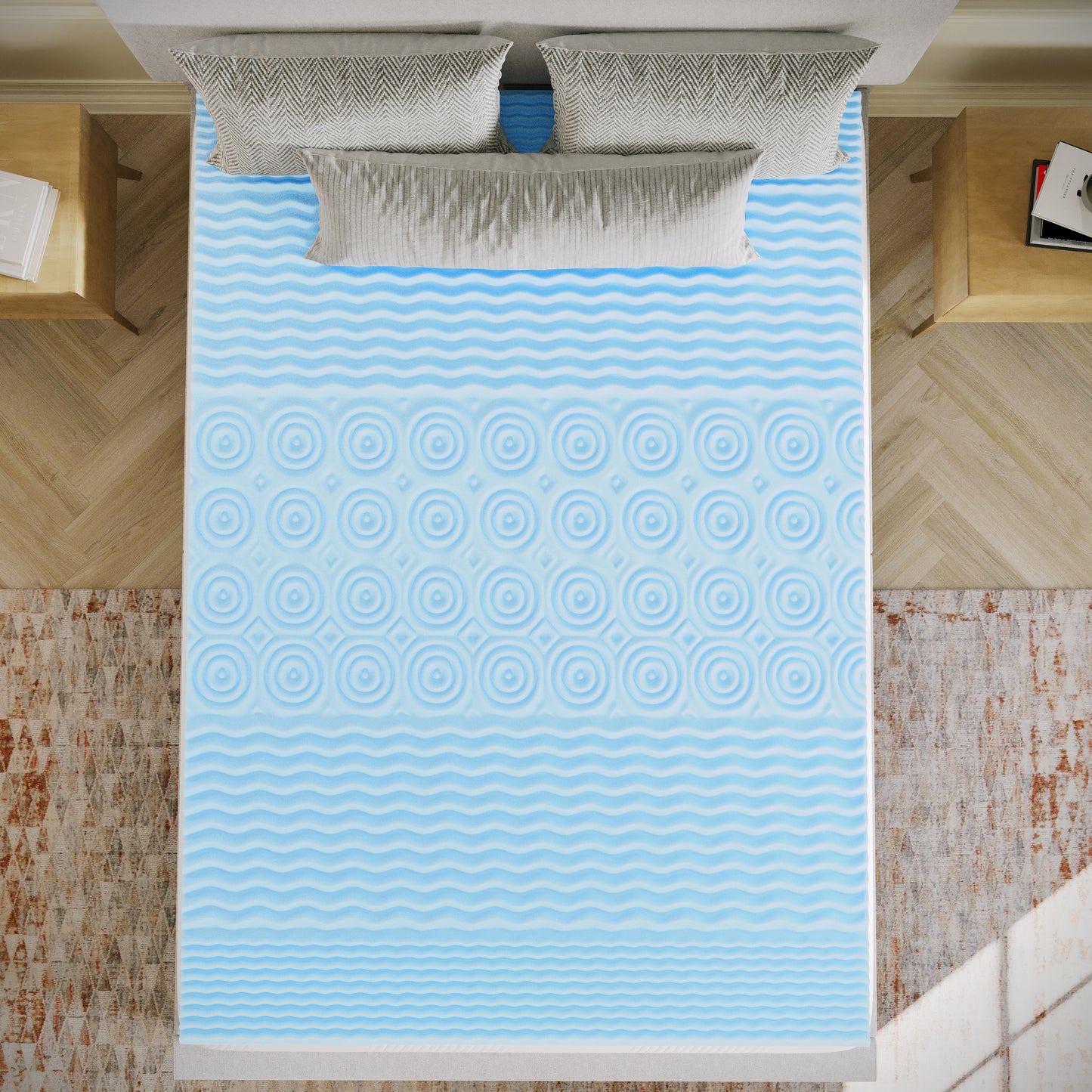 Capri Comfortable Sleep 2 Inch Cooling Gel Infused 5-Zone Full Memory Foam Mattress Topper with CertiPUR-US Certified Foam Green HLC-5ZONE-FULL-2-GG