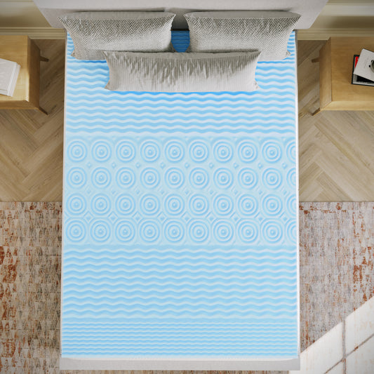 Capri Comfortable Sleep 2 Inch Cooling Gel Infused 5-Zone Full Memory Foam Mattress Topper with CertiPUR-US Certified Foam Green