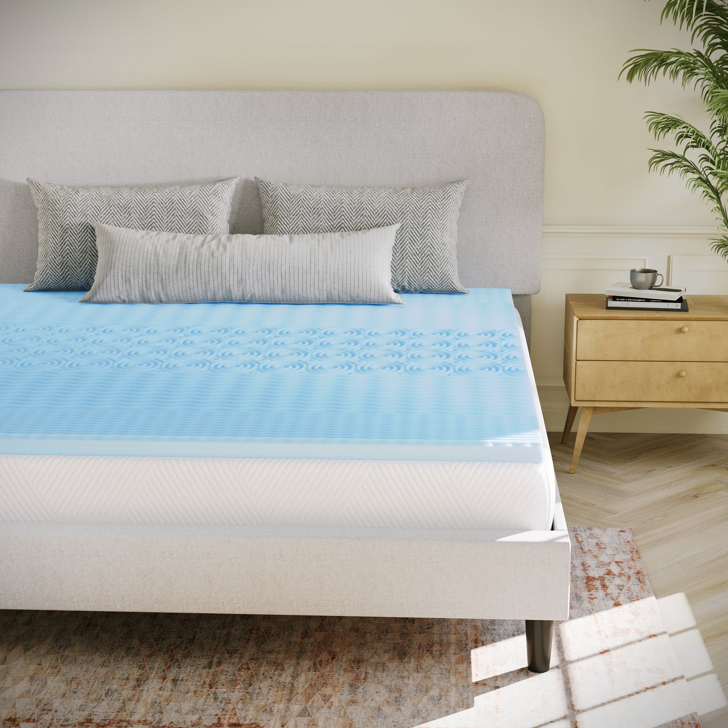 Capri Comfortable Sleep 2 Inch Cooling Gel Infused 5-Zone Queen Memory Foam Mattress Topper with CertiPUR-US Certified Foam Green HLC-5ZONE-QUEEN-2-GG