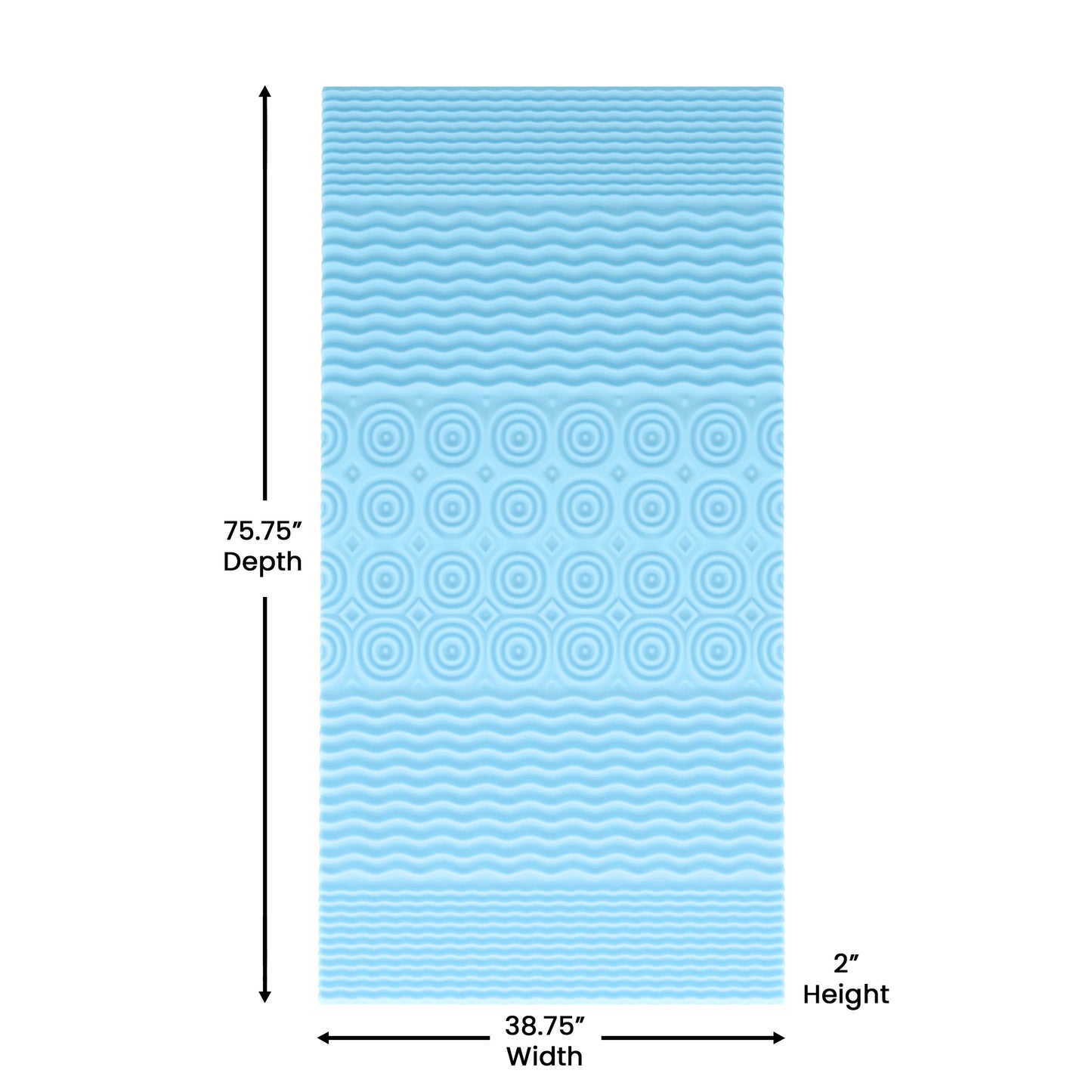 Capri Comfortable Sleep 2 Inch Cooling Gel Infused 5-Zone Twin Memory Foam Mattress Topper with CertiPUR-US Certified Foam Green