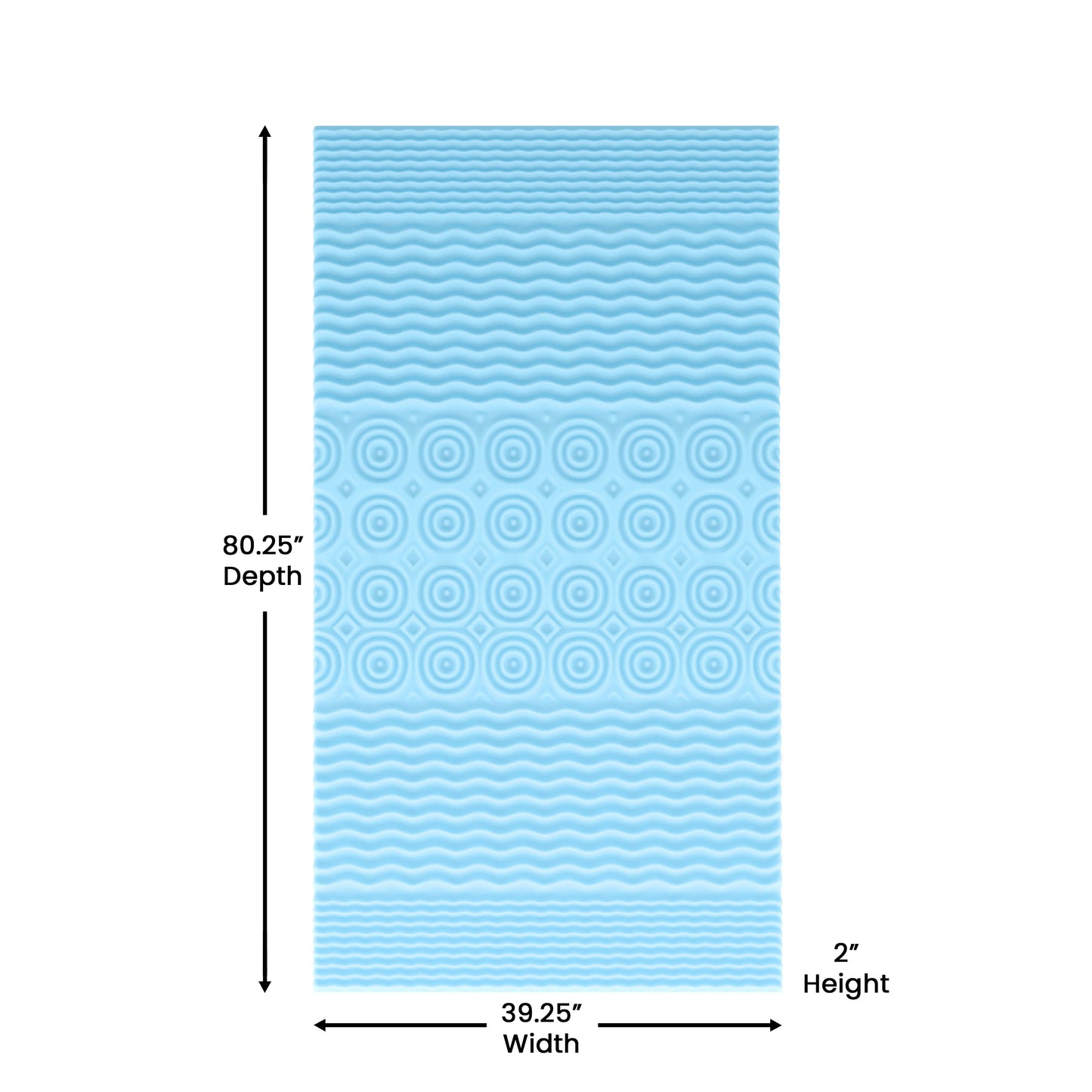 Capri Comfortable Sleep 2 Inch Cooling Gel Infused 5-Zone Twin XL Memory Foam Mattress Topper with CertiPUR-US Certified Foam Green
