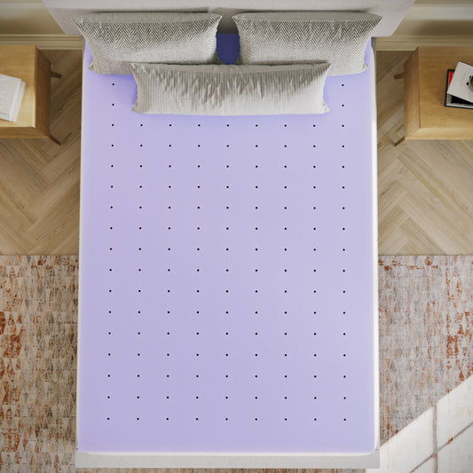Capri Comfortable Sleep 3 Inch Lavender Infused Full Memory Foam Mattress Topper with Ventilated Design and CertiPUR-US Certified Foam Purple