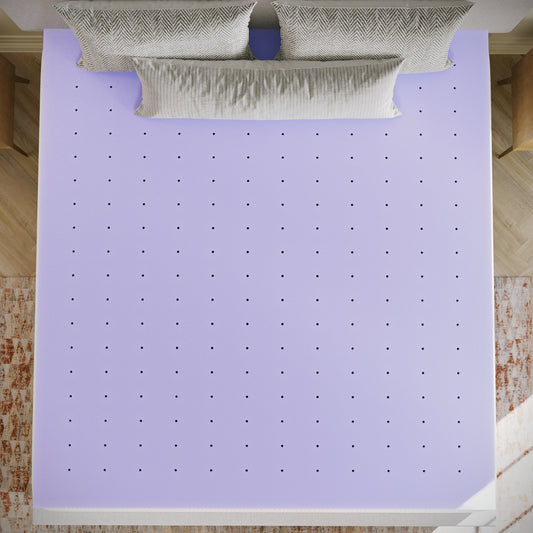 Capri Comfortable Sleep 3 Inch Lavender Infused King Memory Foam Mattress Topper with Ventilated Design and CertiPUR-US Certified Foam Purple