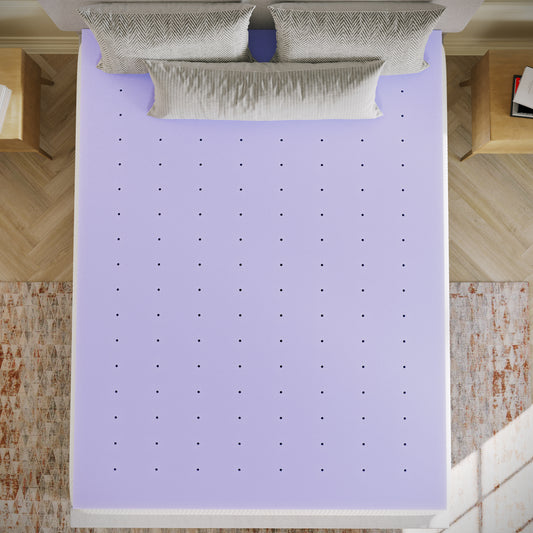 Capri Comfortable Sleep 3 Inch Lavender Infused Queen Memory Foam Mattress Topper with Ventilated Design and CertiPUR-US Certified Foam Purple