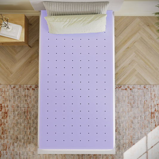 Capri Comfortable Sleep 3 Inch Lavender Infused Twin Memory Foam Mattress Topper with Ventilated Design and CertiPUR-US Certified Foam Purple
