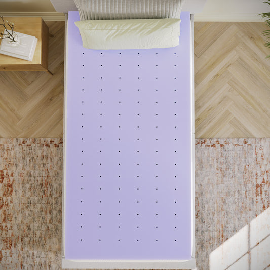 Capri Comfortable Sleep 3 Inch Lavender Infused Twin XL Memory Foam Mattress Topper with Ventilated Design and CertiPUR-US Certified Foam Purple